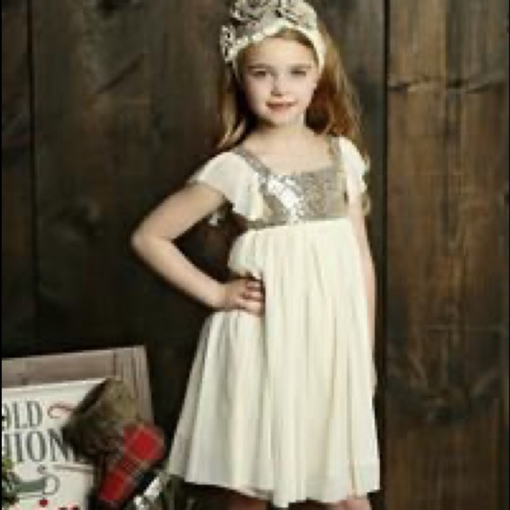Mustard pie shimmer girls dress Vanilla Shimmer